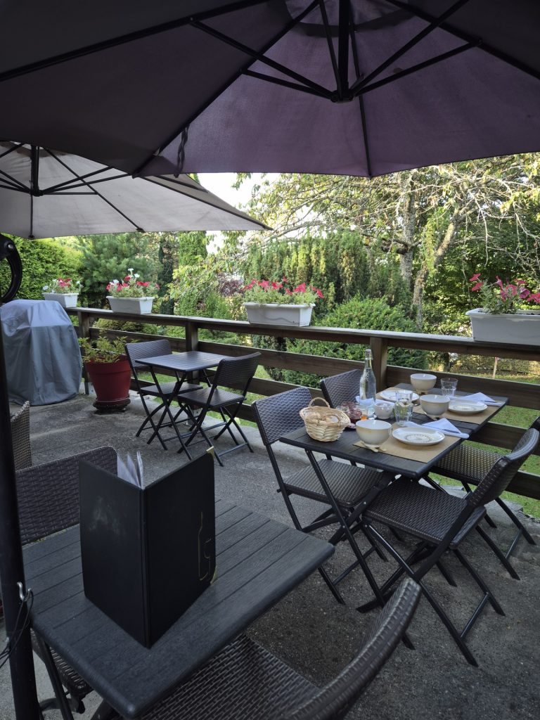 Fleur rose sur fond d’herbe verte.